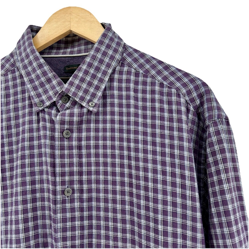 Jos. A. Bank Reserve Mens XL Purple Plaid Cotton‎ Cashmere Button Down Shirt
